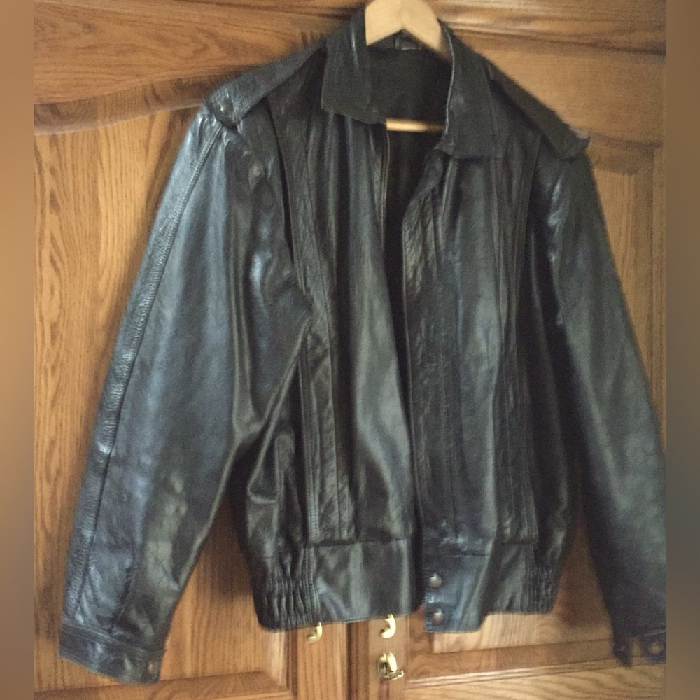 Vintage Leather Jacket w/ Fiocchi Italian Snaps & YKK Zipper.
